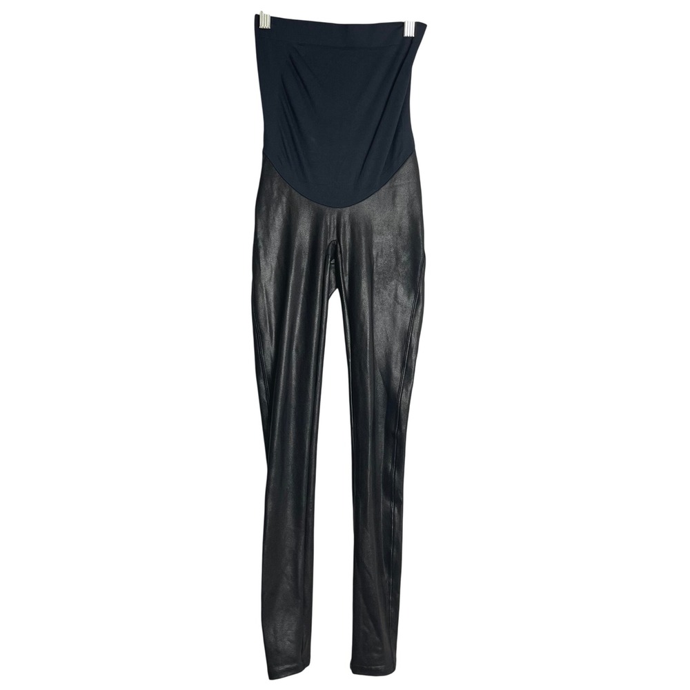 Spanx Mama Maternity Faux Leather High Waisted Leggings Womens‎ XS Black Full